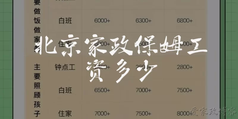 北京家政保姆工资多少