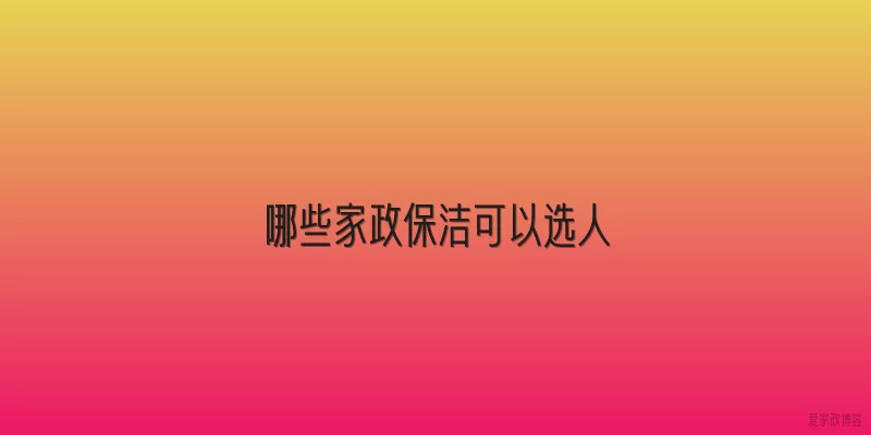 哪些家政保洁可以选人