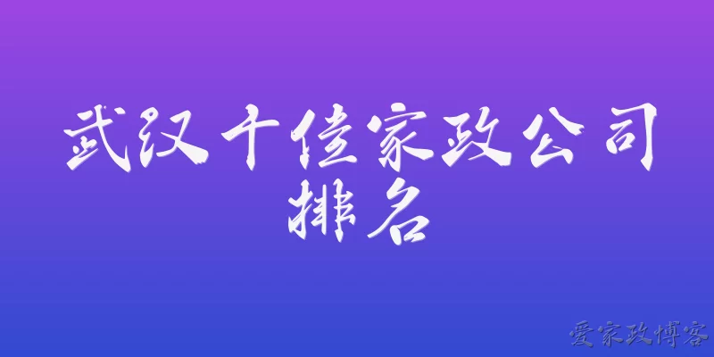 武汉十佳家政公司排名:2026年武汉十佳家政公司排名是怎样的?