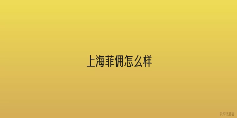 上海菲佣怎么样