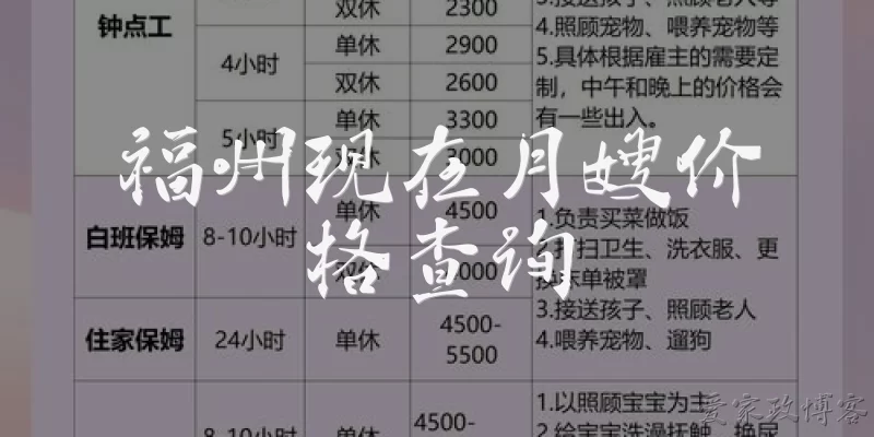 Fuzhou current confinement nanny price inquiry